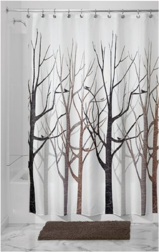 iDesign 45020Eu Forêt Rideau de Douche Polyester Gris/Noir 180 X 180 cm