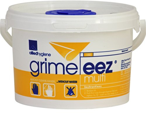 Genuine 1x Grime-Eez Multi Wipes Tub 150 Sanitiser Wash Cleaning - Part Numbe...
