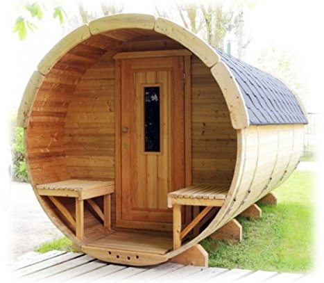 Sauna finlandese a botte fino a 8 persone da esterno (3,0 m x d. 2,2 m - STUFA ELETTRICA)