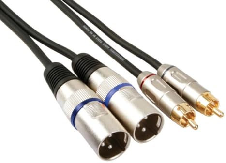 HQ-Power Cable XLR-RCA, 2 x XLR 3 pines, 2 x RCA hombre, 1 m, perfecto para la transmisión de audio