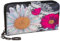 styleBREAKER Damen Geldbörse mit Buntem Blumen Blüten Mandala Muster, Ethno Style, Reißverschluss, Portemonnaie 02040040, Farbe:Schwarz-Weiß-Pink