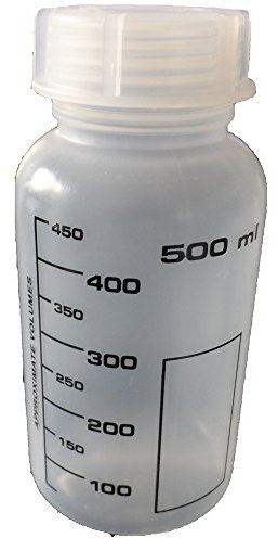 Weithalsflasche, PP, rund, graduiert, incl. Verschraubung (500 ml)