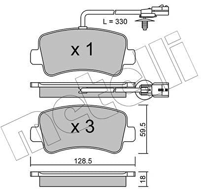 metelligroup 22-0899-0 Bremsbeläge, Made in Italy, Ersatzteile für Autos, ECE R90-zertifiziert, Kupferfrei