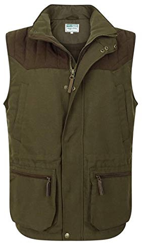 Hoggs of Fife Kincraig Field Waistcoat Olive Green - Two-tone Shell fabric: 85% micro polyester and 15% nylon honeycomb, DWR coating