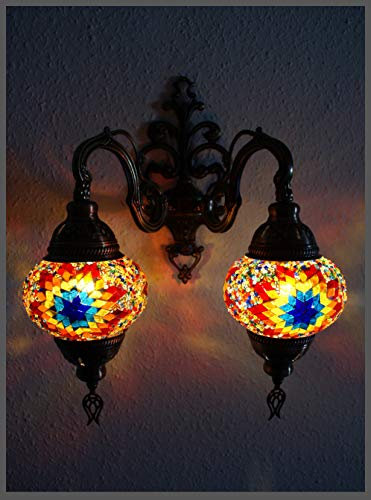 Samarkand - Lights Doppel Glas Wandleuchte Mosaiklampe Orientalische Lampe türkische lampe Wandlampe M