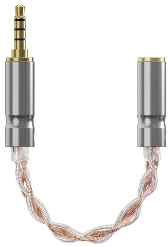 GEEKRIA 3.5mm Balanced Male to 2.5mm Balanced Female Headphones Adapter, Copper and Silverplated Upgrade Cable Conversion Audio Dongle Cable (0.5ft)