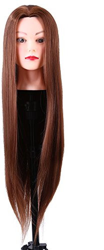 Estink Professional Hairdressing Training Mannequin Head, 61 cm Long Hair, with Table Clamp Stand