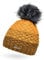 Neverless® Damen Strick-Mütze gefüttert Fleece-Innenfutter Fell-Bommel Kunstfell Winter-Mütze Bommelmütze Grobstrick Mehrfarbig dunkelgelb-gelb