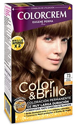 Colorcrem Color & Brillo - Tinte Permanente Mujer - Tono 73 Rubio Dorado, con Tratamiento Nutri-Protector al Aceite de Argán