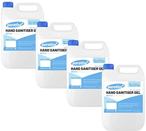 Hand Sanitiser Gel, 70% Alcohol Gel Hand Sanitiser Kills 99.99% of Germs & Bacteria - MADE IN THE UK Melbec Microbiology Approved BSEN 1276:2019 & BSEN1500:2013 (5L Pack of 4)