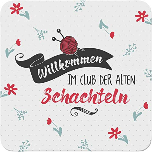 Gruss und Co Sheepworld, 46682 - Untersetzer, Willkommen im Club der Alten Schachteln, Kork, 9,5cm x 9,5cm
