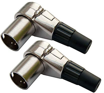 2er Set deetech WX5MS-1 - XLR-Winkelstecker 90° male, 5-pol. silber, schwenkbar