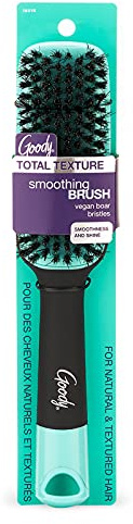 Goody x Total Texture Smoothing Brush - Vegan Boar Bristles Help Condition and Smooths Hair Cuticles for Enhanced Shine Shine - For Natural and Textured Hair - Non-Slip Grip