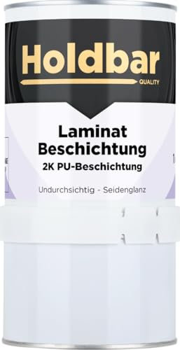 Holdbar Laminat Beschichtung weiß (Weißeste Farbe) 1 Kg - Laminat Farben - Schützt Laminat Boden - 2-Komponenten-PU-Beschichtung für Laminat - Verschiedene Farbe - Haftet direkt auf Laminat