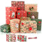 MAMUNU Weihnachten Geschenkpapier Set, 12 Blatt Geschenkpapier mit Geschenkanhänger Packseil und Aufkleber, Kraftpapier Weihnachtspapier Geschenkverpackung Papier für Weihnachten, 50 x 70 CM