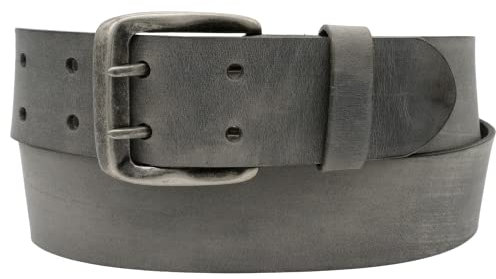 AnnaMatoni Gürtel Vollleder Ledergürtel Mit Doppeldorn Schließe im Vintage Look Herren Vollrindleder 4,5cm breit ECHT LEDER (TW115 - Grau 700)