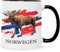 Bedruckte Tasse mit Motiv - Norwegen - Flagge mit Elch - Geschenk für Mama Papa Freunde Geburtstag Valentinstag Weihnachten - für Männer & Frauen - für Sie & Ihn - Farbe: Schwarz & Weiß
