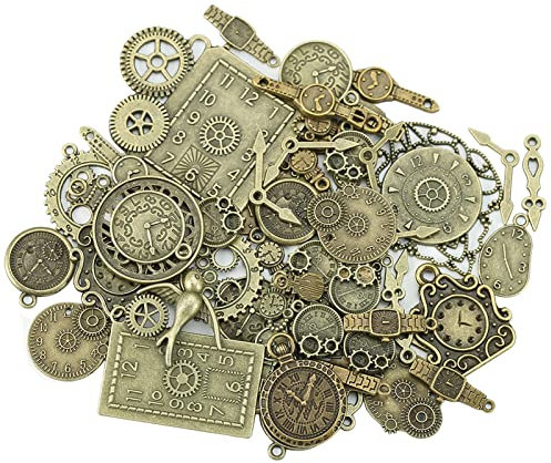 DAHI Steampunk Zahnräder 100g Metall Armbanduhr Zahnrad Charms Vintage Steampunk Zahnräder Anhänger Charms Zahnraeder Steampunk Anhänger Metall für Schmuck Basteln (Antique Bronze)