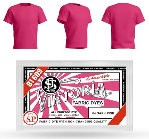 HOPS Viktoria Textile Paint (59 Colors, Dark Pink), Machine Washable Fabric Dye - Dyes 200g Fabric, Compatible with Cotton, Linen, Silk, Wool, Viscose, Nylon, Combine, Satin, Wood and Plastic