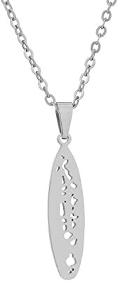 Malediven Karte Anhänger Halsketten – ethnisches Muster Flagge Region Malediven Karten Schlüsselbeinkette Halsketten Charm Hip Hop Trendy Schmuck für Damen Herren Pullover Kette, Silber, 50 cm