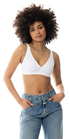 Mey Damen Triangle BH Bügellos Serie Organic Cotton | Herausnehmbare Pads, Mit Gummibund, dreifacher Haken-Ösen-Verschluss, Breite Träger, verstellbar, Gr. XS-XL