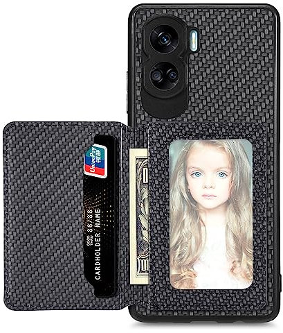 MOJIA Custodia per Honor 90 Lite 5G, Ultra Sottile Morbido TPU Cover, Antiscivolo e Antiurto con Schermatura RFID Sacchetto di Carte. Nero