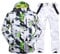 ALSOGO Herren Ski Jacke und Hosen Set Ski Anzug Winter Wasserdicht Winddicht Kapuze Schneemantel 2-Stücke Snowboard Sets 336-gr-White L