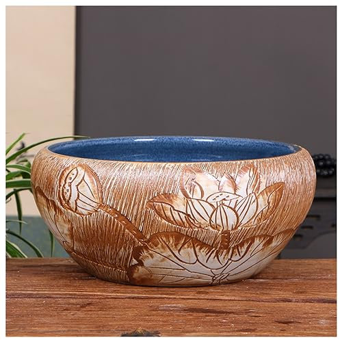 Ceramic Antique Fish Tank, Extra Large Bird Bath Bowl Only, Coffee Table Vase Planter, Chinese Countertop Flowers Plants Pots, Oriental Classical Fruits Basket ( Size : 60cm(23.6inch) Diameter )