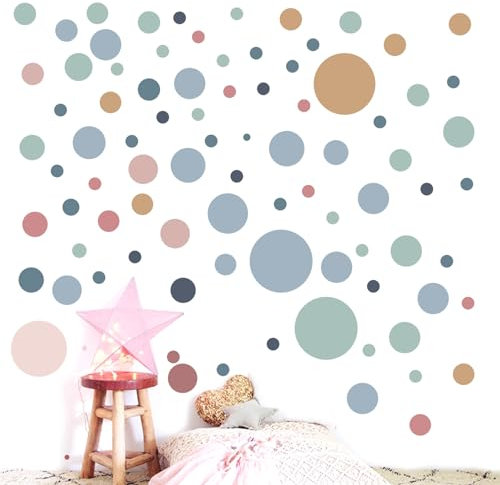 Wandsticker Kinderzimmer Punkte Dots Wandaufkleber, Bunt Wanddeko DIY Selbstklebend Kreise Pastell Stickers Babyzimmer Wandaufkleber Deko Wandsticker Kinderzimmer Kreise Bunt für Mädchen Junge