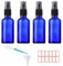 ToKinCen 4x50ml Sprühflasche Klein Glas, Glasflasche Blau Leere Zerstäuber Feinnebel Apotheker Flasche