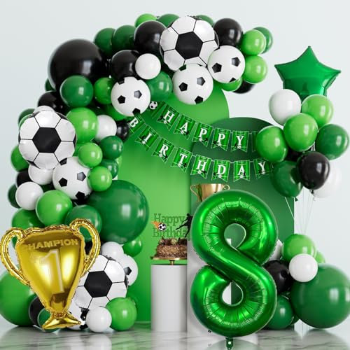 WINAROI 8 Jahre Geburtstag Deko Junge, Fußball Deko Geburtstag Junge 8 Jahre