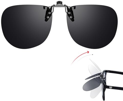 LVIOE Clip on Flip Up Sonnenbrille für Herren/Frauen, Polarisierte Sonnenbrille für Brillenträger