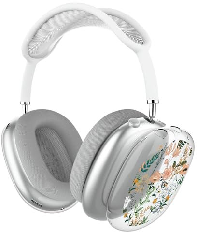 HIDAHE AirPods Max Hülle, weiches TPU, transparent, weiße Blume