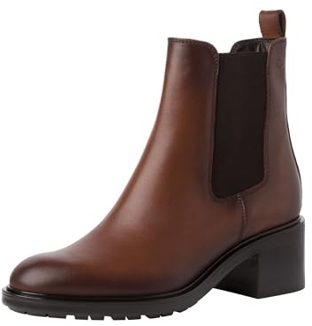Tamaris Damen Chelsea Leder Blockabsatz bequem; COGNAC, EU 40