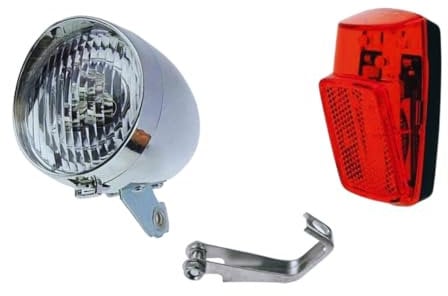 THINK ALOHA Kit Fanale Luce Anteriore e Posteriore Bici Stile Vintage 3 Led - Fanale Anteriore Bicicletta + Fanale Posteriore Bici Rosso Parafango - Batterie Incluse - Graziella R Olanda City Bike