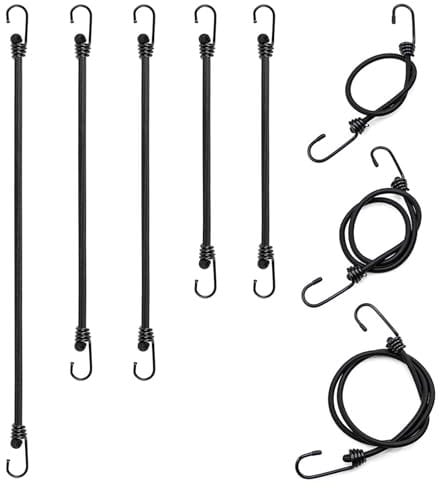 FYting Expander mit Haken,8 Stück Spanngummi mit Haken(3 * 50cm+ 3 * 80cm+ 2 * 100cm),Gummi Spanngummi mit Einstellbarer, Robust Und Langlebig, Für Campingzelte, Motorräder,Fahrräder(Schwarz)