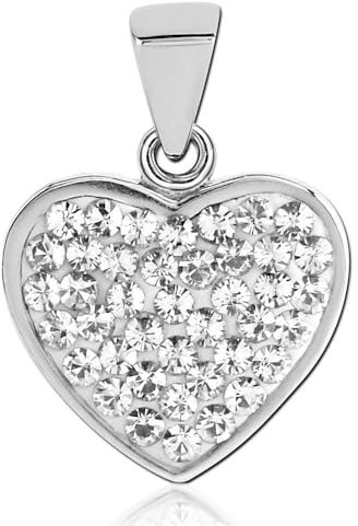 viva-adorno Anhänger Herzanhänger Kettenanhänger Edelstahl Zirkonia Kristall Damen Mädchen Herz AG20, Klar
