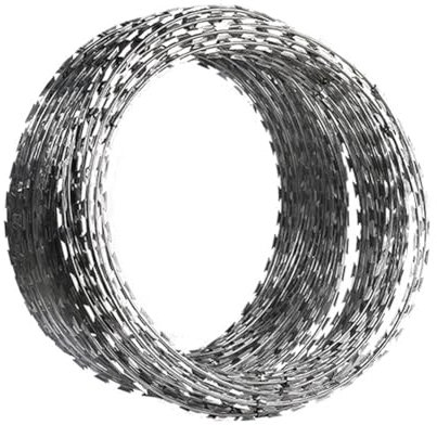 pujindu Rasiermesser-Stacheldraht, Draht-Rasiermesser-Zaun des Edelstahl-304, Garten-Rasierband-Stacheldraht Für Gartenzaun, Leicht Zu Biegen (Farbe : Silver-45cm/Double Spiral, Größe : 40m)