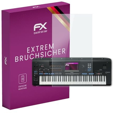 atFoliX Glasfolie kompatibel mit Yamaha Genos 2 Displayfolie, 9H Hybrid-Glass FX Schutzpanzer Folie