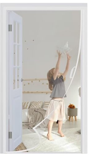 Magnetic Fly Screen Door, 70x200cm White Fly Screen, Automatic Closing, Insect Protection, Balcony Door, Fly Curtain for Balcony Door, Cellar Door and Patio Door