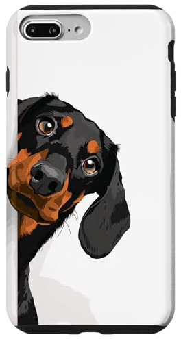 Black and Tan Dachshund Peeking Around Corner Dog Lovers Case for iPhone 7 Plus/8 Plus