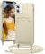 BENTIACC Handykette Silikon Hülle für iPhone 12/12 pro mit Band, Handyhülle mit Kartenfach, Abnehmbar Kordel Kette, Stoßfeste Schutzhülle für iPhone 12/12 pro (Beige)