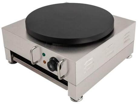 Electric Crepe Maker 16 Inch Large Pancake Machine Crepes Griddle With Wooden Spreader Commercial Single Electric Crepe-Pancake- Paratha-Naan-Roti-Tortilla-Flat Bread 