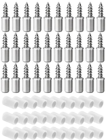 60Pcs Shelf Support Pegs, Shelf Support, 7.5mm Self Tapping Screws, Screws Shelf Support Pegs with Non-Slip Sleeve Shelf Pins for Furniture & Cabinet Closet Shelf Support
