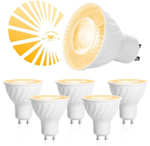ezmyma GU10 LED bianco caldo, dimmerabile, 7 W, 735 lm, 3000 K, luce bianca calda, lampadina alogena da 80 W, GU10,5 pezzi