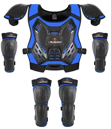 Kids Dirt Bike Gear Armor Vest Suit, Motorcycle Chest Protector with Knee Elbow Pads, Youth Riding Protective Gear for Motocross Cycling Skating Ski Off-Road
