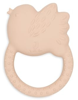 Jollein Naturkautschuk Beißring Baby - Lovely Birds - Baby Greifling - Zahnungshilfe - Schadstofffrei und BPA-Frei - Baby Spielzeug