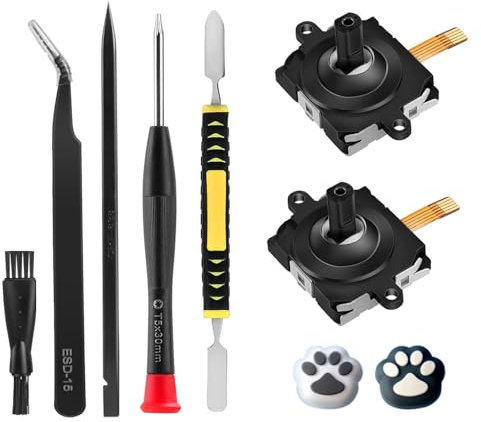 Rzkipdy Joystick de rechange pour contrôleur Oculus Quest 2 – Kit d'outils de réparation de pièces de joystick analogique OEM Gen 3 amélioré avec tournevis T5, capuchons de pouce, pince à épiler
