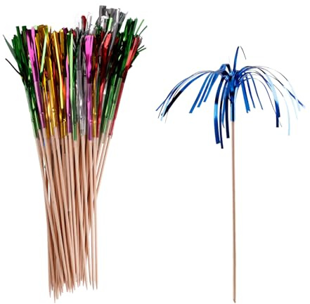 Thyonta 50 Stück Kuchen Cocktail Feuerwerk Stick Bäckerei Dekoration Einsatz Regenschirm Stick für Wein und ausgefallene Getränke Enthusiasten als Zubehör beim Basteln