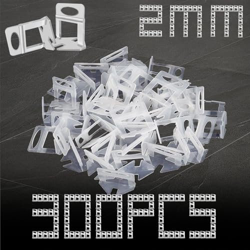 300PCS Tile Leveling System 2mm Spacer Clips for Floor and Wall Tiling – Professional Ceramic, Stone, and Porcelain Tile Installation (Tile Spacers 2mm)